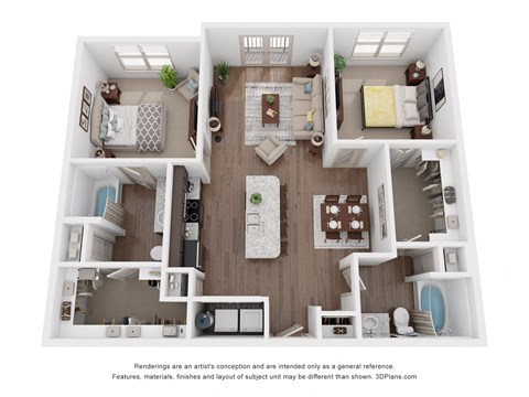 a 3d floor plan of our 1128 sq ft